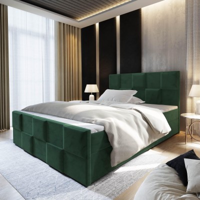 Boxspringbett MONA – Plüsch-Stoff – Farbe: Kronos 19