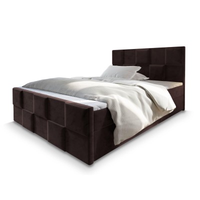 Boxspringbett MONA – Plüsch-Stoff – Farbe: Kronos 06