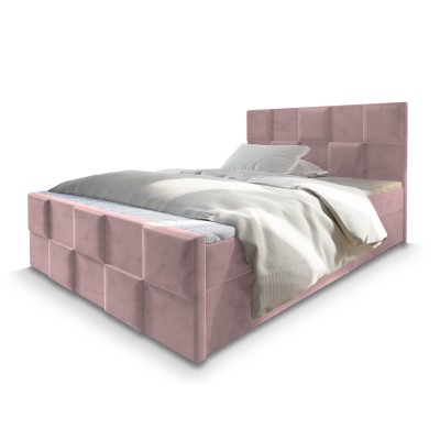 Boxspringbett MONA – Plüsch-Stoff – Farbe: Kronos 27