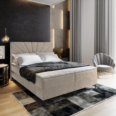 Boxspringbett MURI – Geflochtener Stoff – Farbe: Cosmic 10