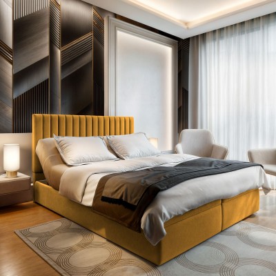 Boxspringbett MURLO – Plüsch-Stoff – Farbe: Kronos 01