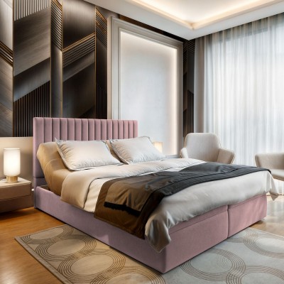 Boxspringbett MURLO – Plüsch-Stoff – Farbe: Kronos 27