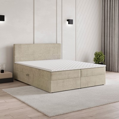 Boxspringbett NIRA – Plüsch-Stoff – Farbe: Roma 03