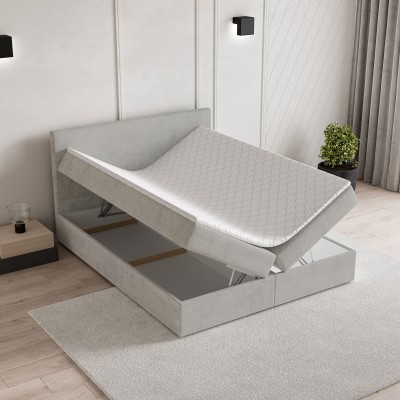 Boxspringbett NIRA – Plüsch-Stoff – Farbe: Roma 03