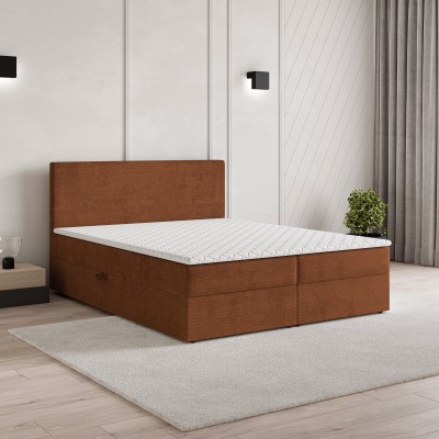 Boxspringbett NIRA – Plüsch-Stoff – Farbe: Roma 11