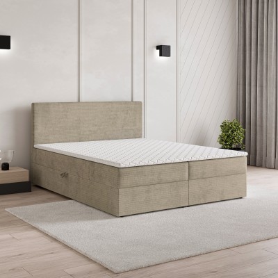 Boxspringbett NIRA – Plüsch-Stoff – Farbe: Roma 04