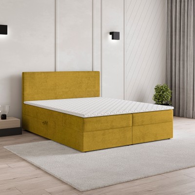 Boxspringbett NIRA – Plüsch-Stoff – Farbe: Roma 08