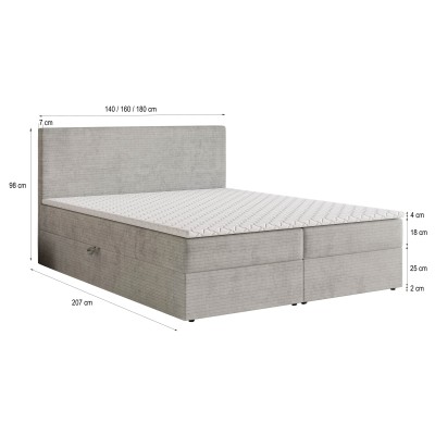 Boxspringbett NIRA – Plüsch-Stoff – Farbe: Roma 08