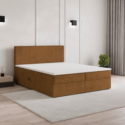Boxspringbett NIRA – Plüsch-Stoff – Farbe: Roma 09