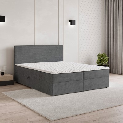 Boxspringbett NIRA – Plüsch-Stoff – Farbe: Roma 24