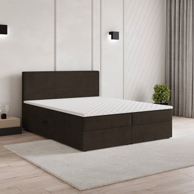 Boxspringbett NIRA – Plüsch-Stoff – Farbe: Roma 28
