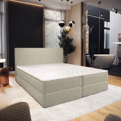 Boxspringbett PELLIO – Kordstoff – Farbe: Poso 100