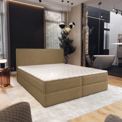 Boxspringbett PELLIO – Boucle-Stoff – Farbe: Quelle 17