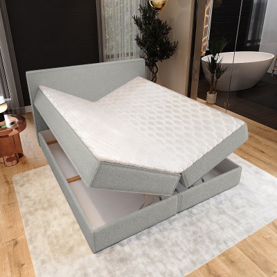Boxspringbett PELLIO – Boucle-Stoff – Farbe: Quelle 17