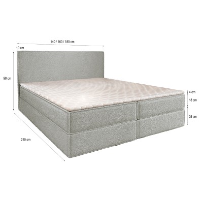 Boxspringbett PELLIO – Boucle-Stoff – Farbe: Quelle 92