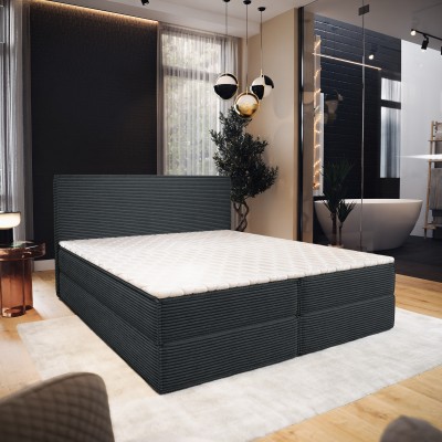 Boxspringbett PELLIO – Kordstoff – Farbe: Poso 34