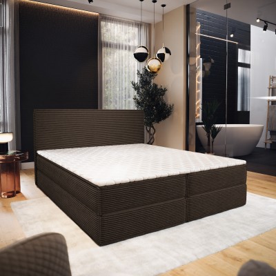 Boxspringbett PELLIO – Kordstoff – Farbe: Poso 06