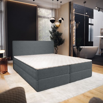 Boxspringbett PELLIO – Kordstoff – Farbe: Poso 60