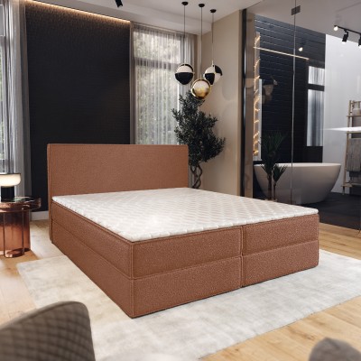 Boxspringbett PELLIO – Boucle-Stoff – Farbe: Quelle 54