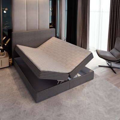 Boxspringbett PISA – Kordstoff – Farbe: Tilia 03