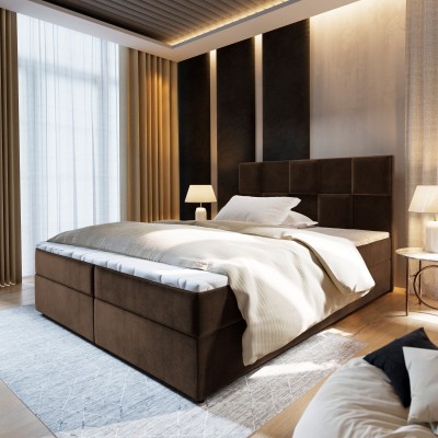 Boxspringbett PRATA – Plüsch-Stoff – Farbe: Kronos 06