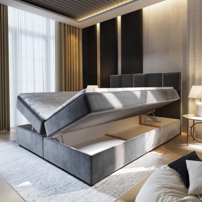 Boxspringbett PRATA – Plüsch-Stoff – Farbe: Kronos 13