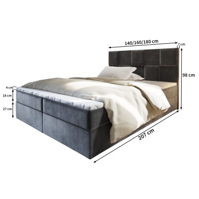 Boxspringbett PRATA – Plüsch-Stoff – Farbe: Kronos 07