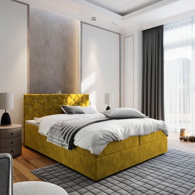 Boxspringbett RIVA – Velours-Stoff – Farbe: Magic velvet 2234