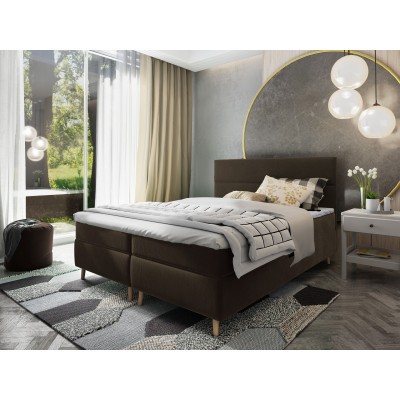 Boxspringbett SANTA – Plüsch-Stoff – Farbe: Kronos 06