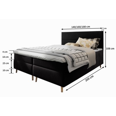 Boxspringbett SANTA – Plüsch-Stoff – Farbe: Kronos 27