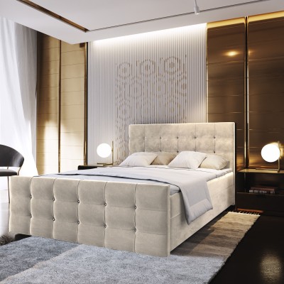 Boxspringbett SLAT – Geflochtener Stoff – Farbe: Cosmic 10