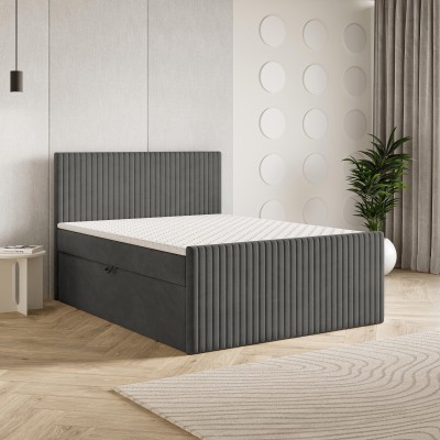 Boxspringbett TERVAN – Plüsch-Stoff – Farbe: Kronos 15