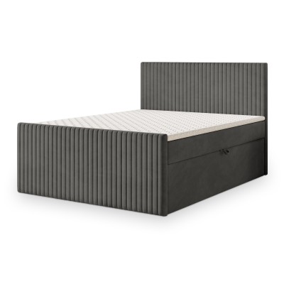 Boxspringbett TERVAN – Plüsch-Stoff – Farbe: Kronos 15