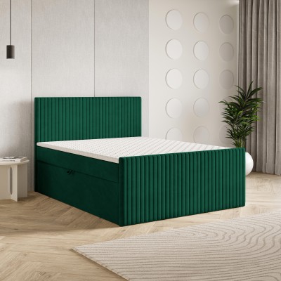 Boxspringbett TERVAN – Plüsch-Stoff – Farbe: Kronos 19