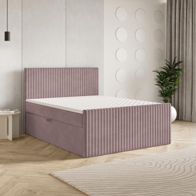 Boxspringbett TERVAN – Plüsch-Stoff – Farbe: Kronos 27