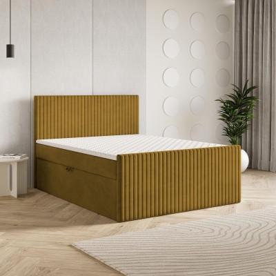 Boxspringbett TERVAN – Plüsch-Stoff – Farbe: Kronos 01