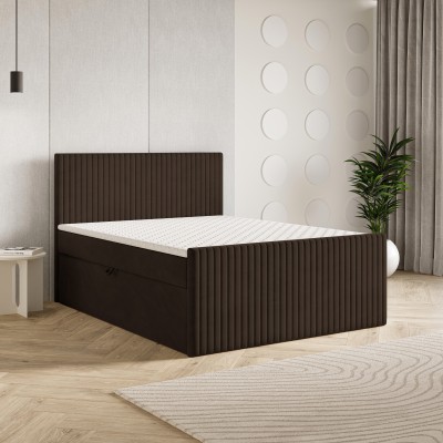 Boxspringbett TERVAN – Plüsch-Stoff – Farbe: Kronos 06