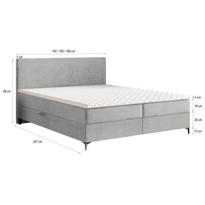 Boxspringbett TORREL – Plüsch-Stoff – Farbe: Poso 01 + kronos 01