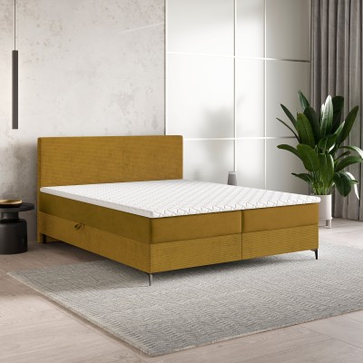 Boxspringbett TORREL – Plüsch-Stoff – Farbe: Poso 01 + kronos 01