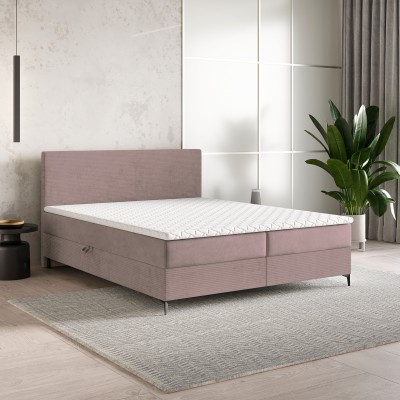 Boxspringbett TORREL – Plüsch-Stoff – Farbe: Poso 27 + kronos 27
