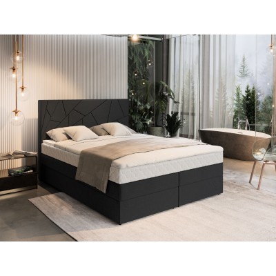 Boxspringbett TRANI – Geflochtener Stoff – Farbe: Inari 100