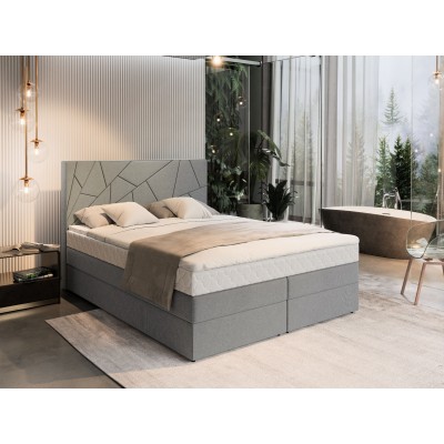 Boxspringbett TRANI – Geflochtener Stoff – Farbe: Inari 91