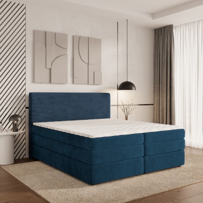 Boxspringbett MATERN – Plüsch-Stoff – Farbe: Poso 05 + kronos 05