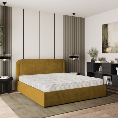 Polsterbett BENIRA – Plüsch-Stoff – Farbe: Kronos 01