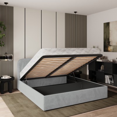 Polsterbett BENIRA – Plüsch-Stoff – Farbe: Kronos 19