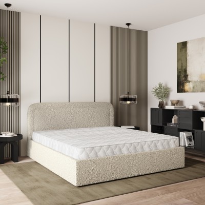 Polsterbett BENIRA – Boucle-Stoff – Farbe: Quelle 05