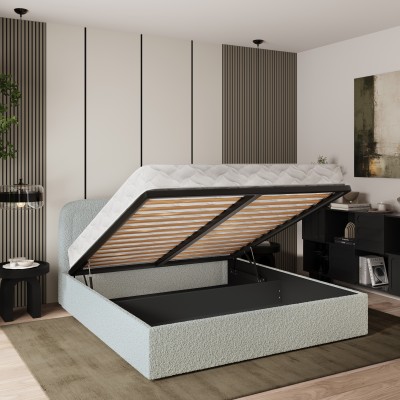 Polsterbett BENIRA – Boucle-Stoff – Farbe: Quelle 54