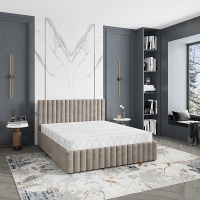 Polsterbett CARMIA – Plüsch-Stoff – Farbe: Paros 02