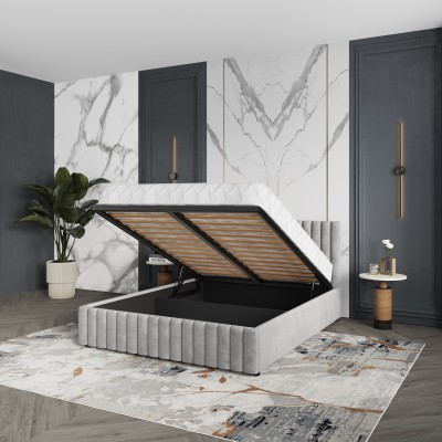 Polsterbett CARMIA – Plüsch-Stoff – Farbe: Paros 02