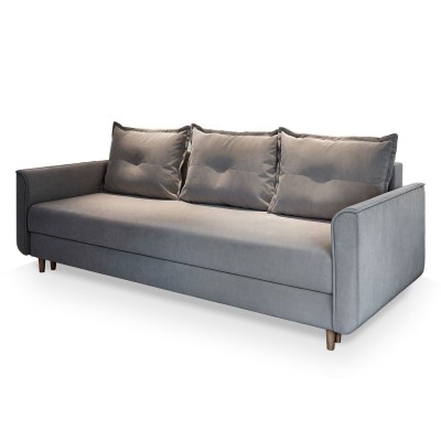 Bequemes NAPOL-Sofa aus PAROS 05-Stoff, hellgrau, weißer Hintergrund